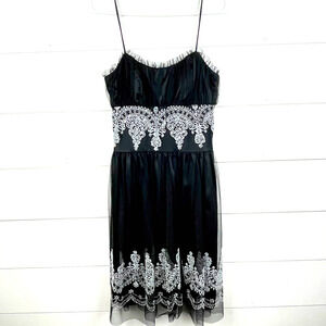 Morgan And Co Dress Womens 5/6 Juniors Black Silver Sleeveless Sheer Formal Prom
